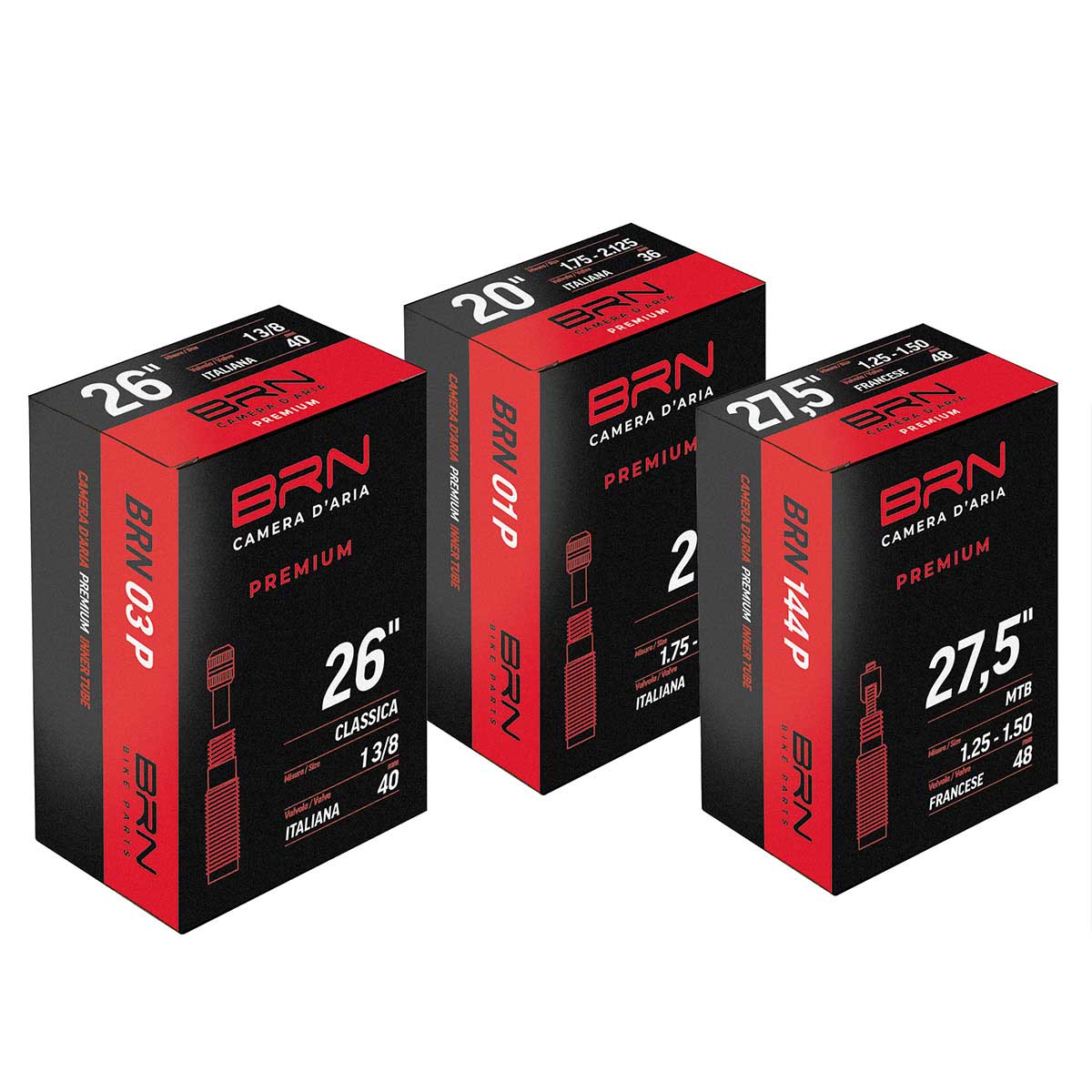 BRN - Chambre à air 27,5” x 2,20-2,40 Valve américaine